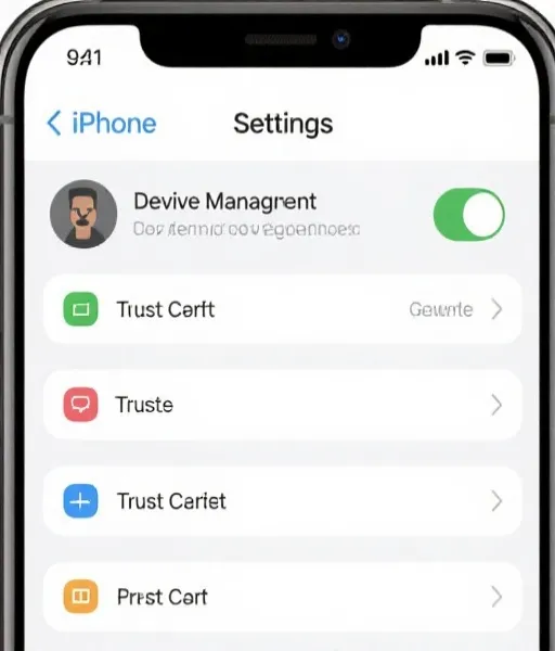 iOS 安装与信任设置示意图